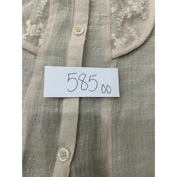 Cynthia Rowley Embroidered Lace Button Front Blouse Beige Sz Medium Floral Boho - Picture 9 of 10